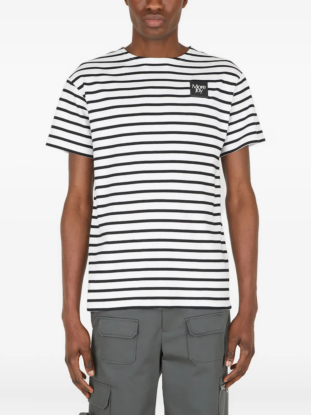 More Joy Striped Logo-patch T-shirt