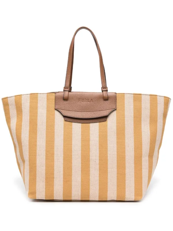 canvas striped tote bag
