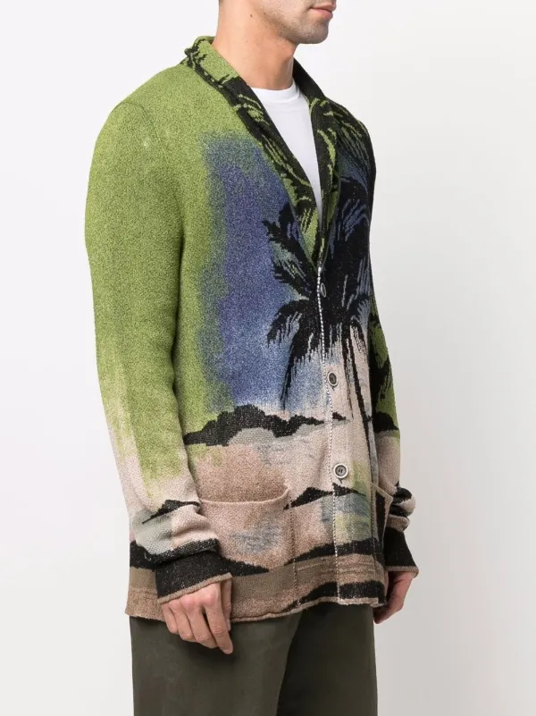 Avant Toi Palm tree-print Cardigan 