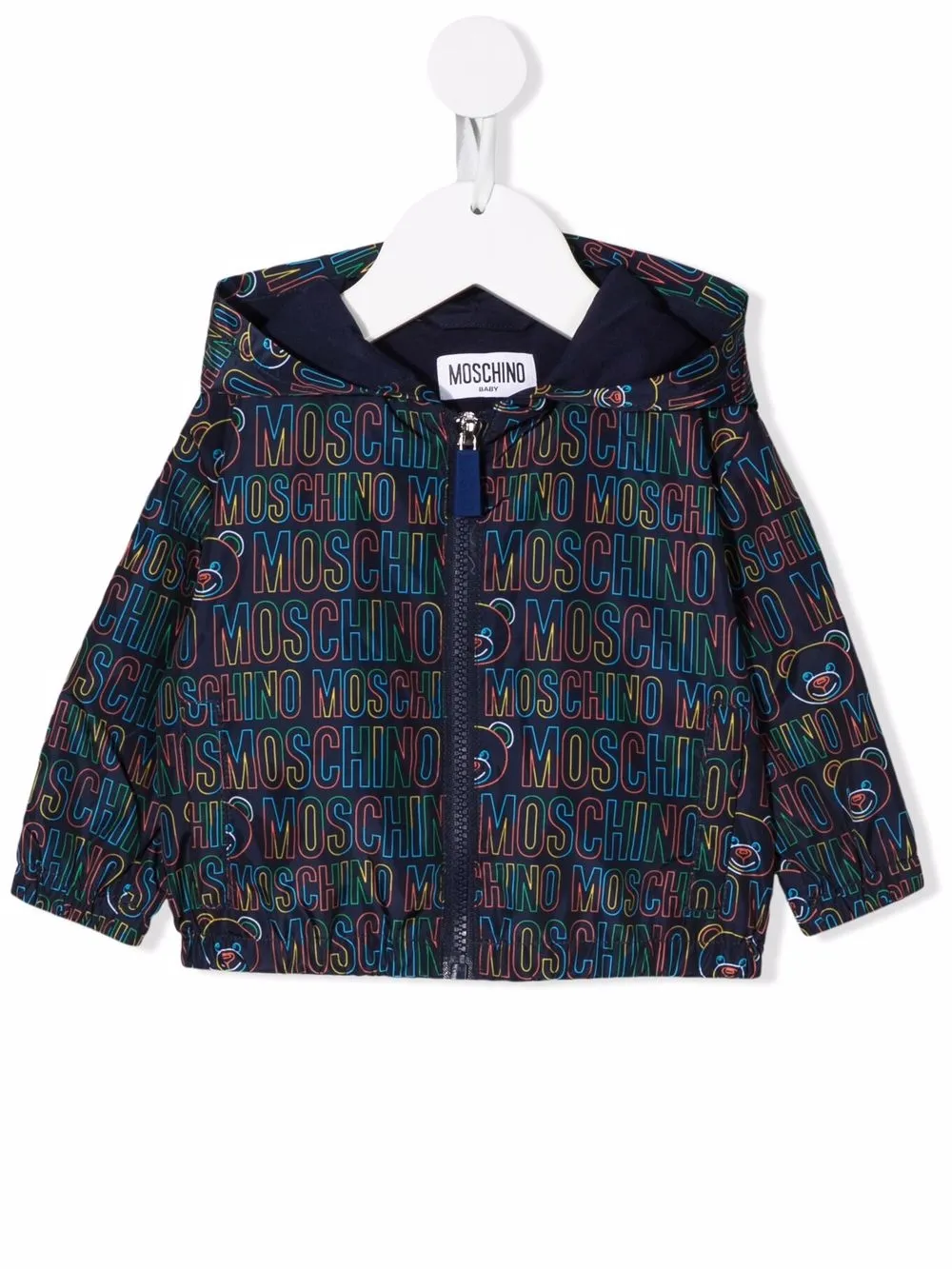 

Moschino Kids logo hooded jacket - Blue