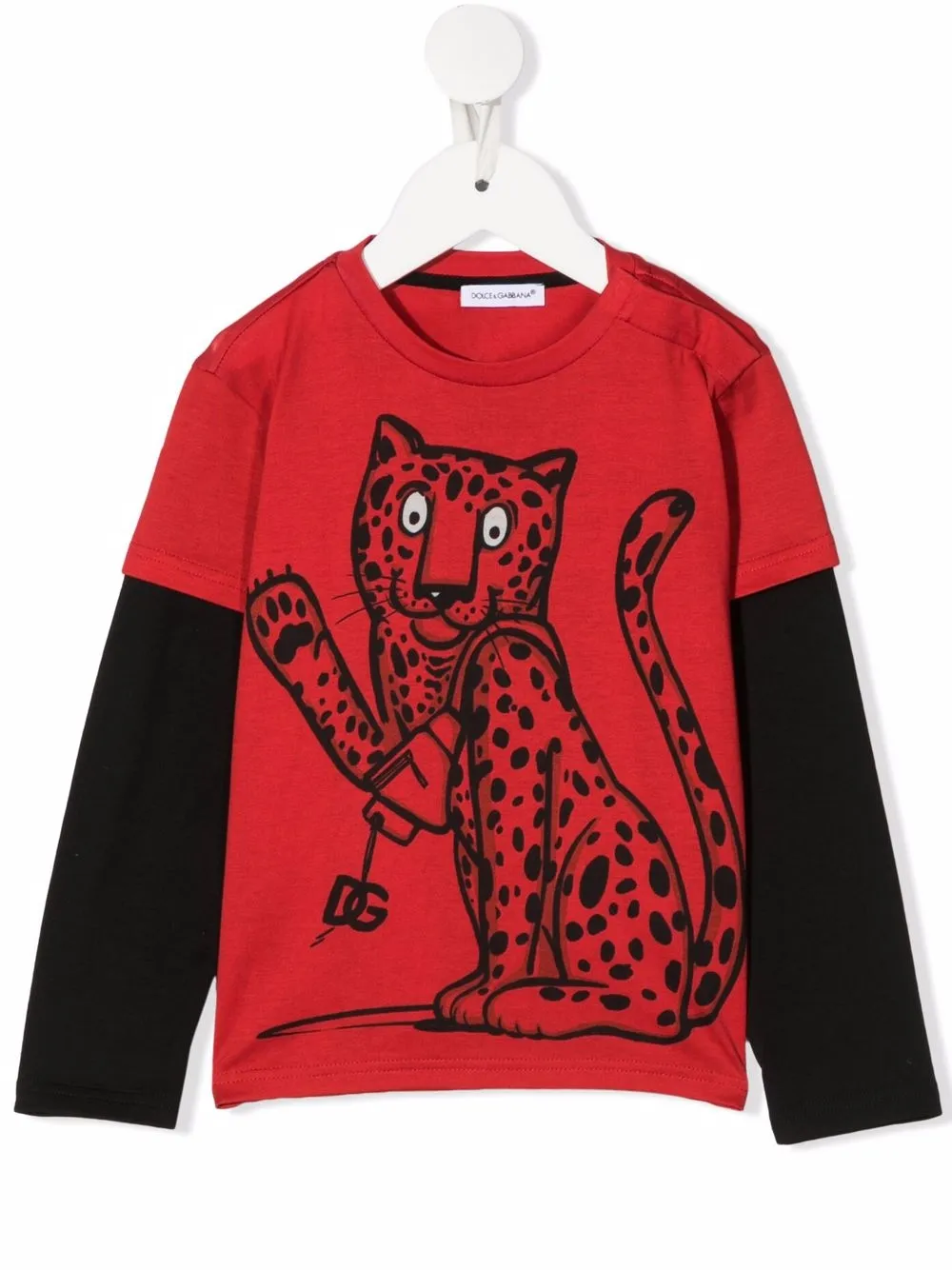 

Dolce & Gabbana Kids playera con estampado de leopardo - Rojo