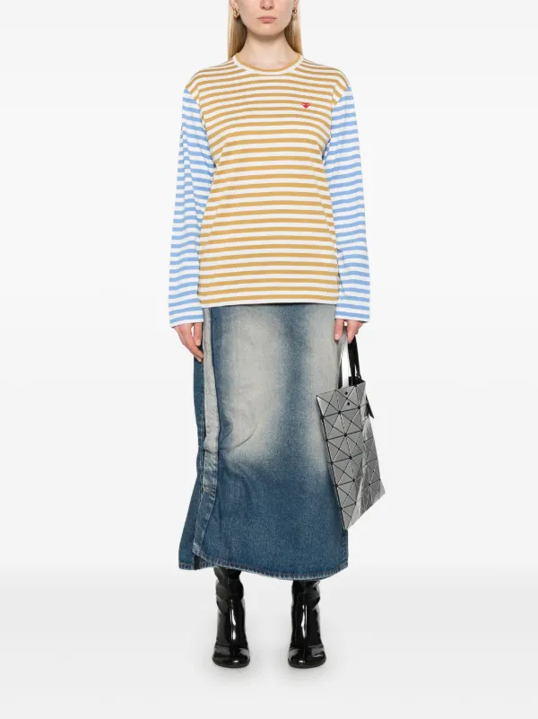COMME des GARÇONS PLAY ストライプロングTシャツ XXL Comme Des Garçons Play ストライプ ロングTシャツ | ブルー