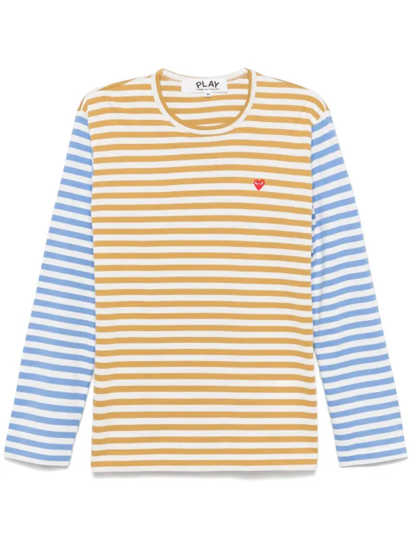 COMME des GARÇONS PLAY ストライプロングTシャツ XXL Comme Des Garçons Play ストライプ ロングTシャツ | ブルー