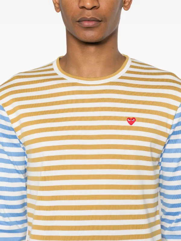 Comme Des Garçons Play ストライプ ロングTシャツ | ブルー | FARFETCH JP