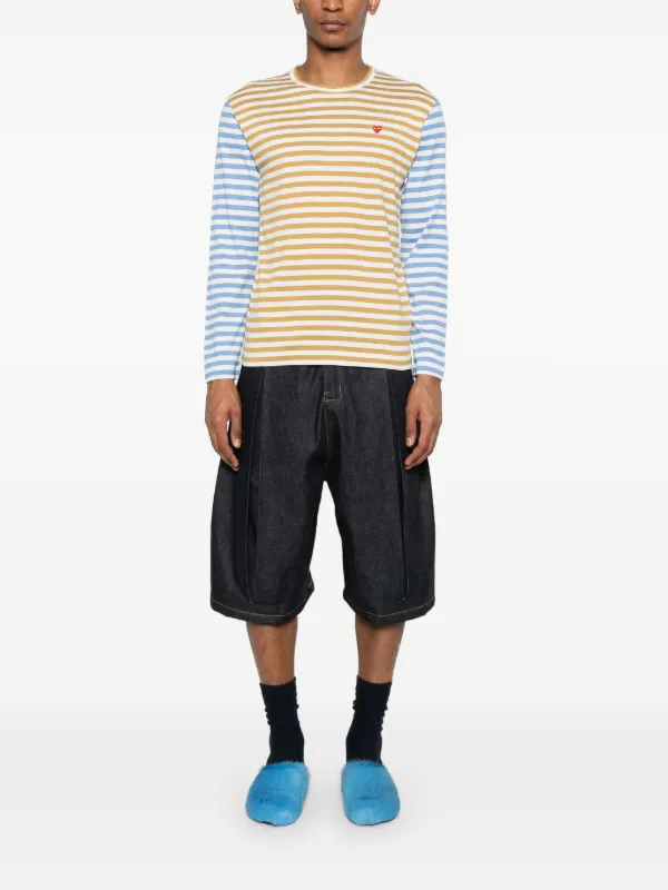 COMME des GARÇONS PLAY ストライプロングTシャツ XXL Comme Des Garçons Play ストライプ ロングTシャツ | ブルー