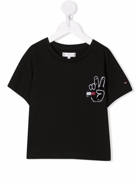 Tommy Hilfiger Junior playera slim con bandera bordada