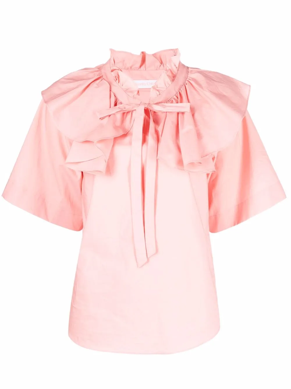 

See by Chloé blusa manga corta con volantes - Rosado