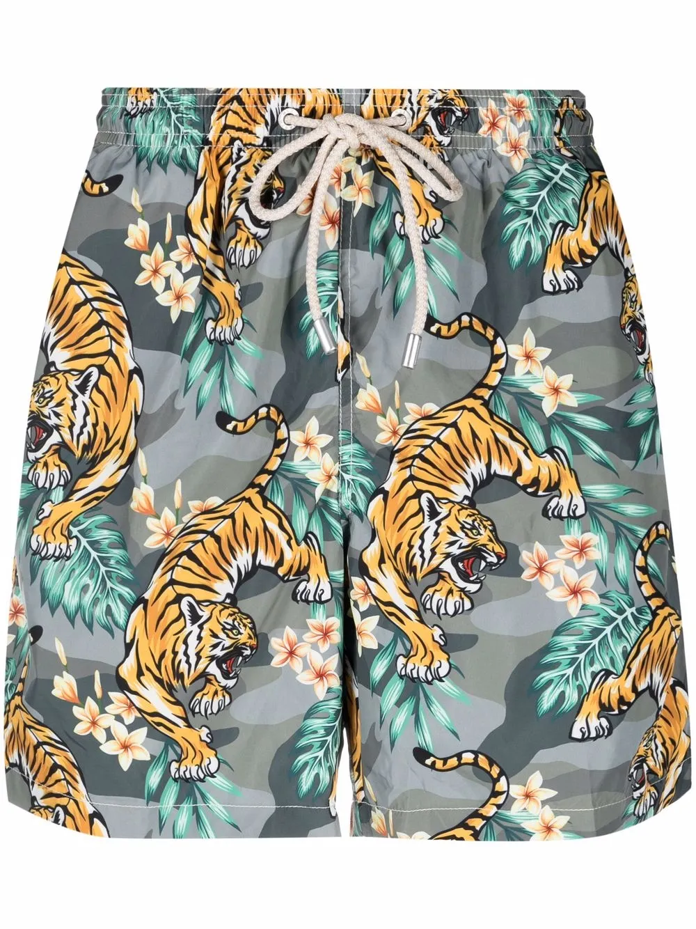 

MC2 Saint Barth shorts de playa con tigres estampados - Gris