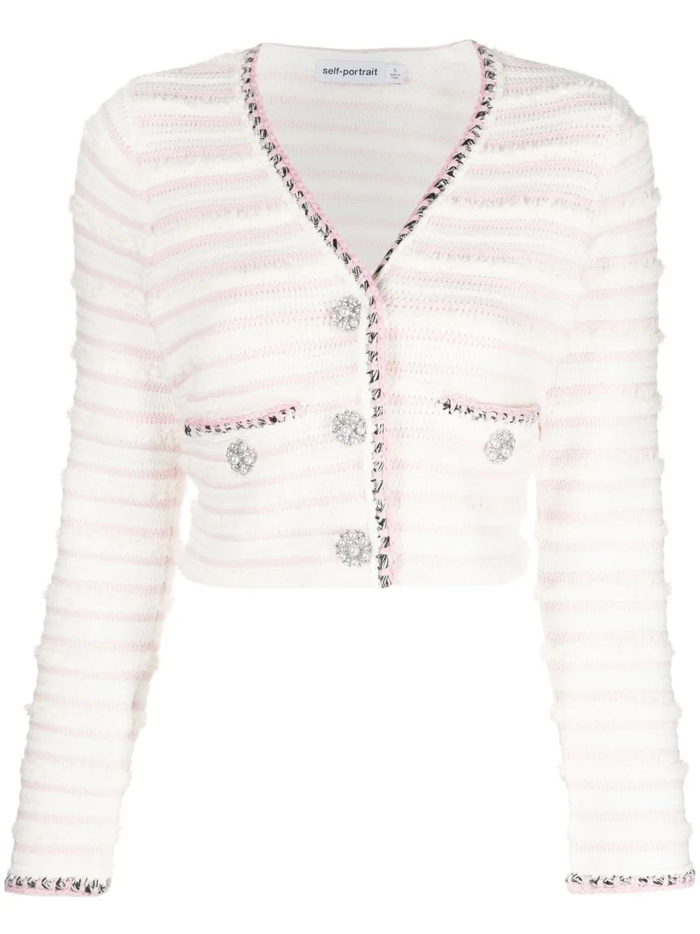 

Self-Portrait cropped V-neck cardigan - Pink