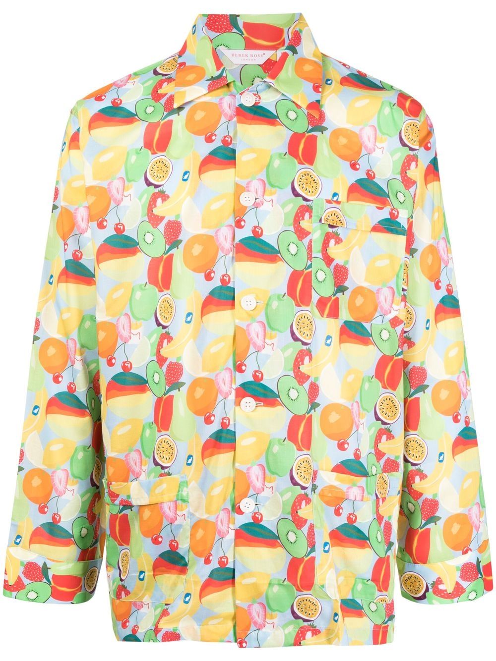 Derek Rose Fruit-print Shirt Pyjama Set In Multicolour