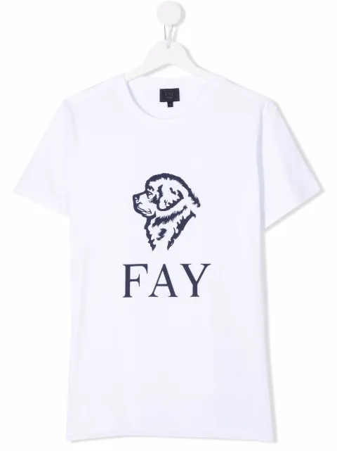 fay kids 棉小狗logo印花t恤