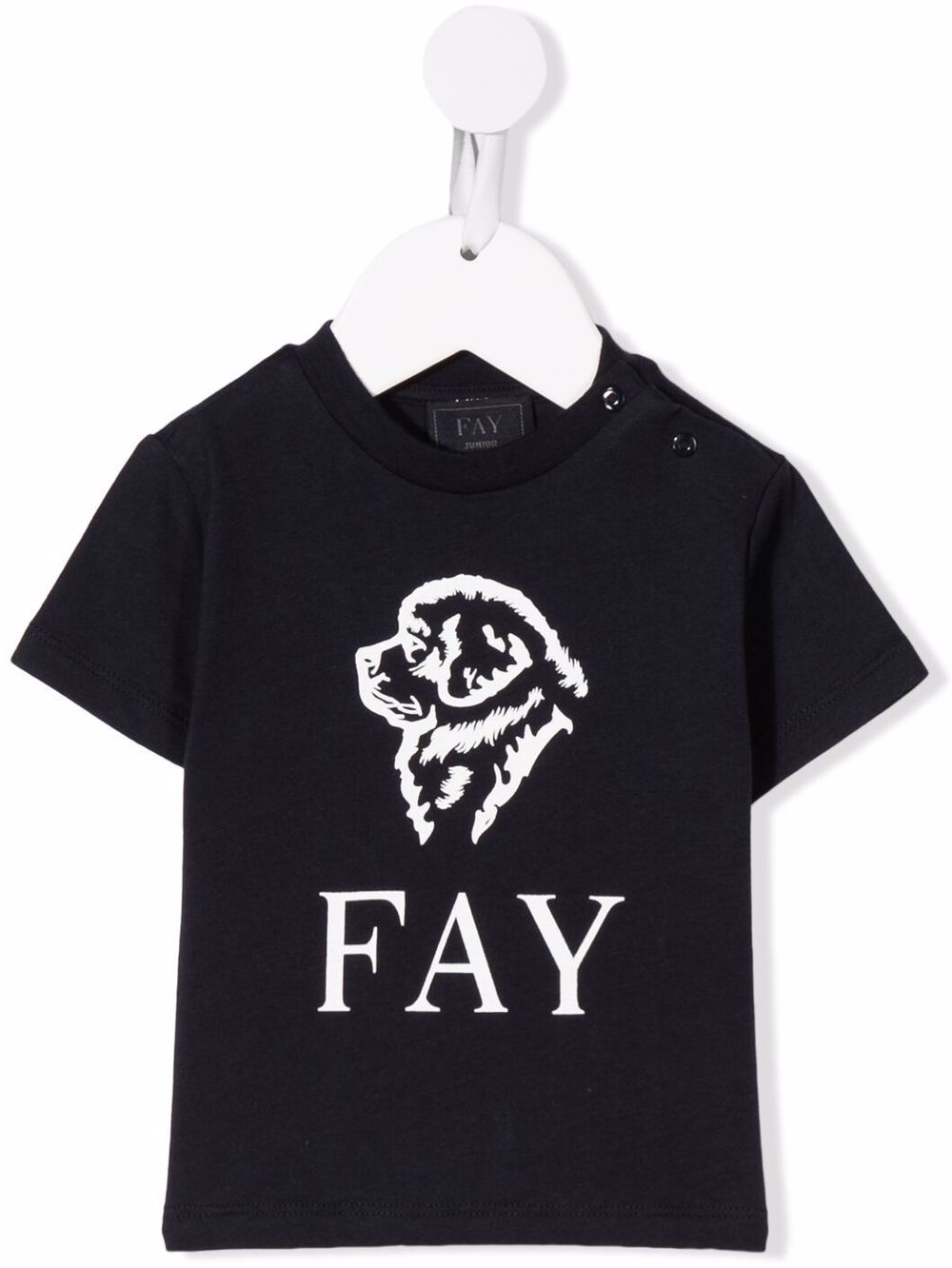 

Fay Kids cotton dog logo-print T-shirt - Blue