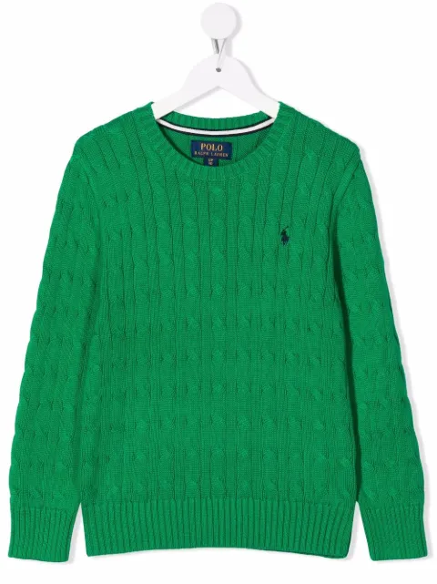 POLO RALPH LAUREN KIDS cable-knit round neck jumper