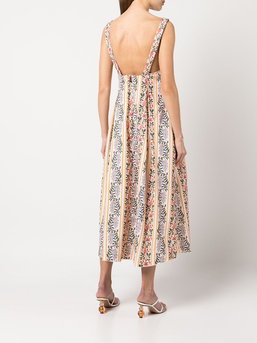 фото Agua by agua bendita leaf-print sleeveless midi dress