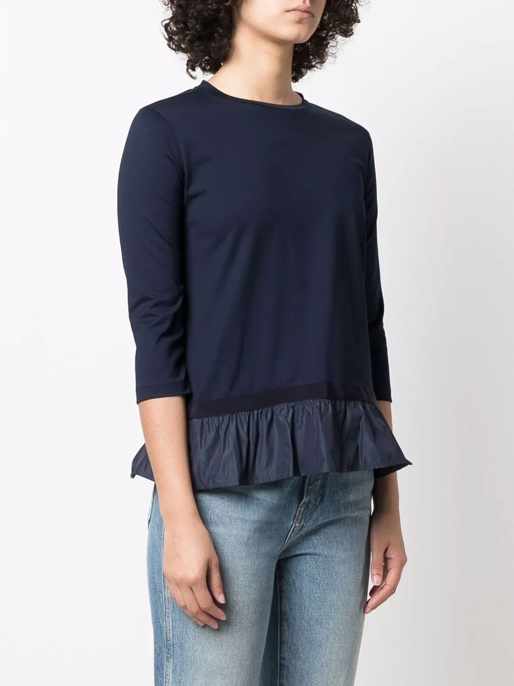 Herno T-shirt met cropped mouwen Blauw