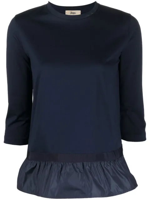 Herno taffeta-hem three-quarter sleeve T-shirt