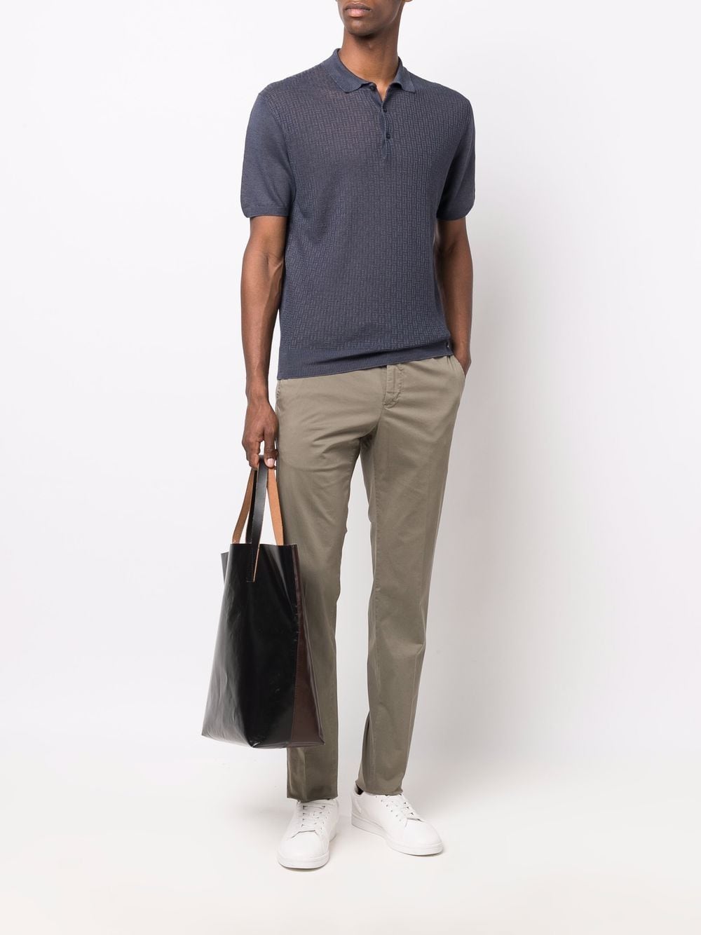 Corneliani Textured Linen Polo Shirt - Farfetch