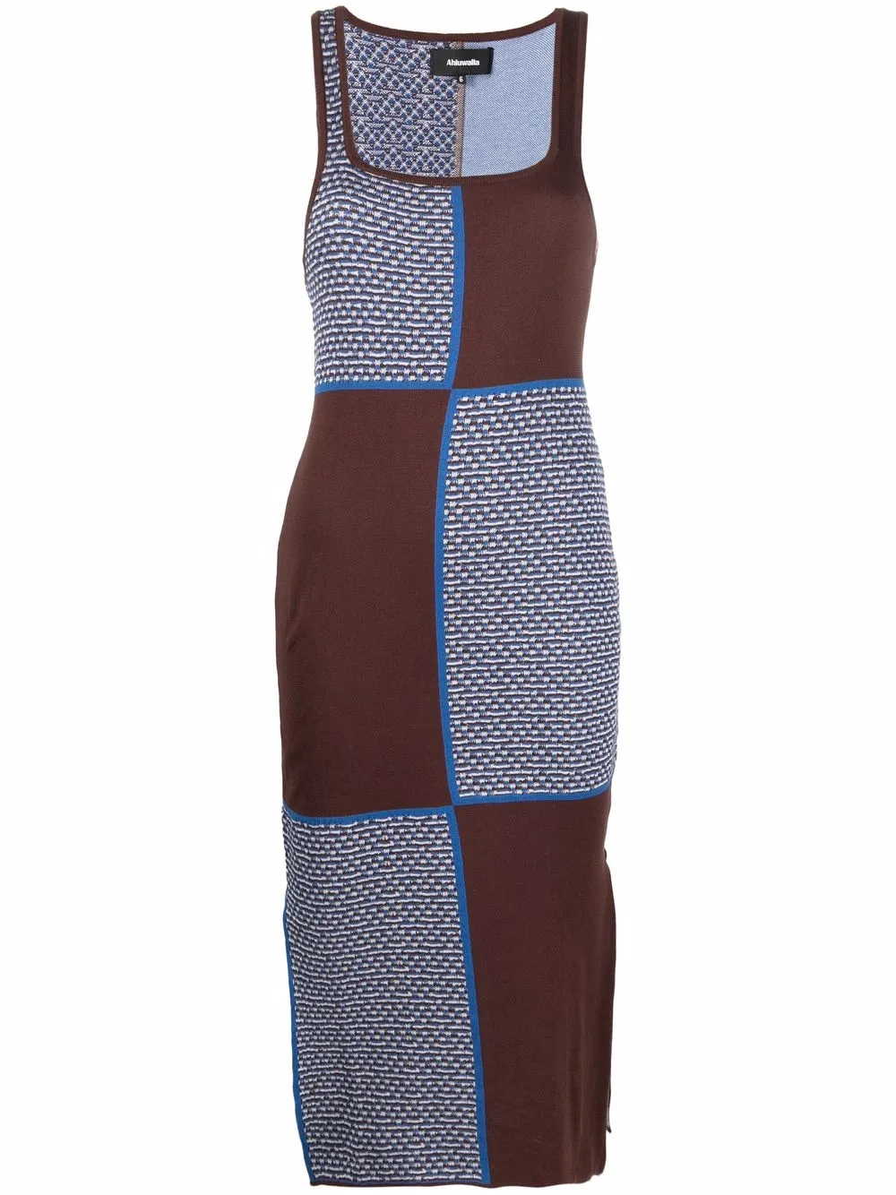 

Ahluwalia vestido midi con diseño patchwork - Azul