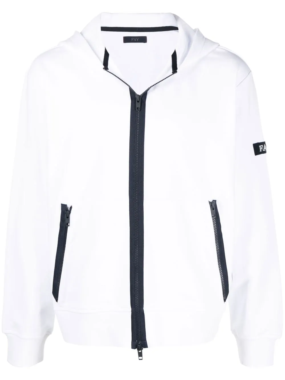 

Fay logo-patch zip-up hoodie - White