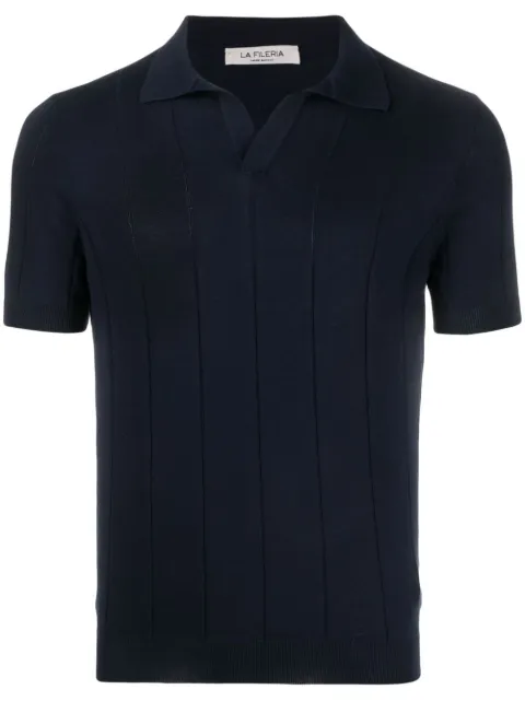 Fileria ribbed-knit cotton polo shirt