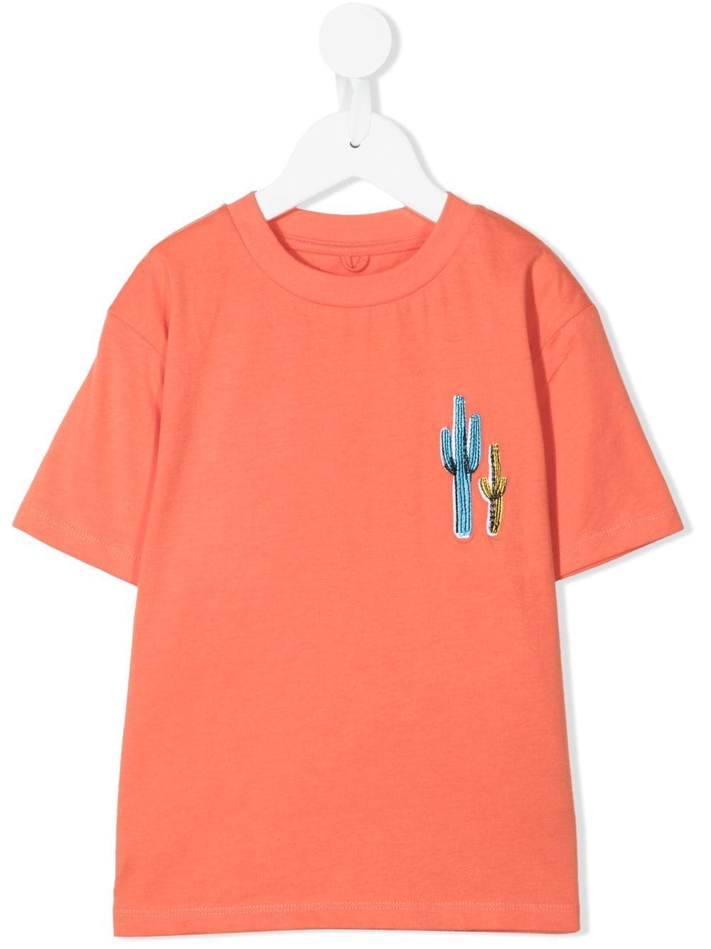 Stella Mccartney Kids' Cactus-embroidered Logo T-shirt In Rosa