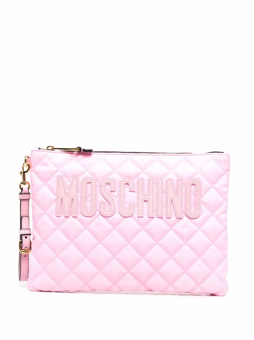 

Moschino bolsa de mano capitonada con logo - Rosado