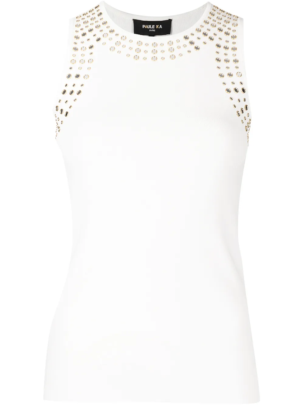 

Paule Ka stud-embellished knitted top - White