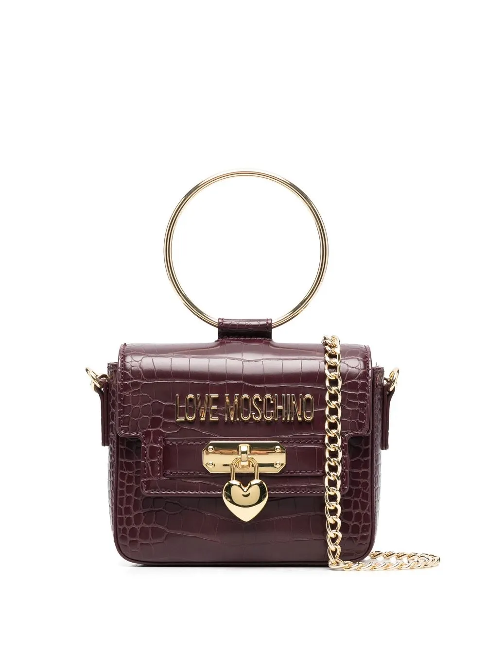 

Love Moschino ring-handle crocodile-effect tote bag - Purple