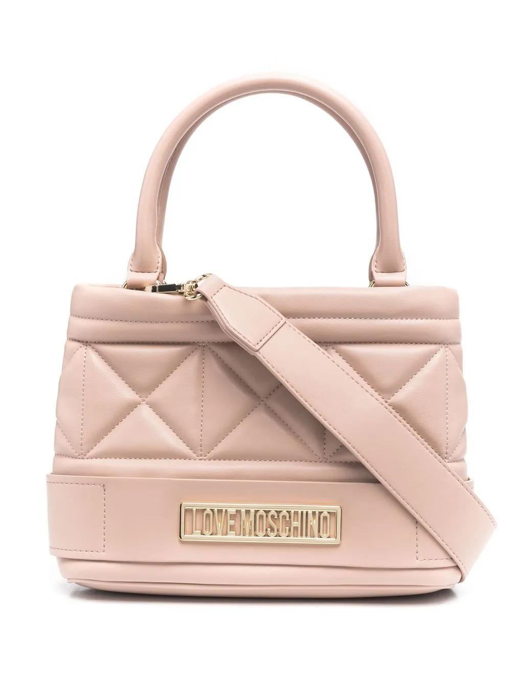 

Love Moschino quilted logo-plaque bag - Neutrals