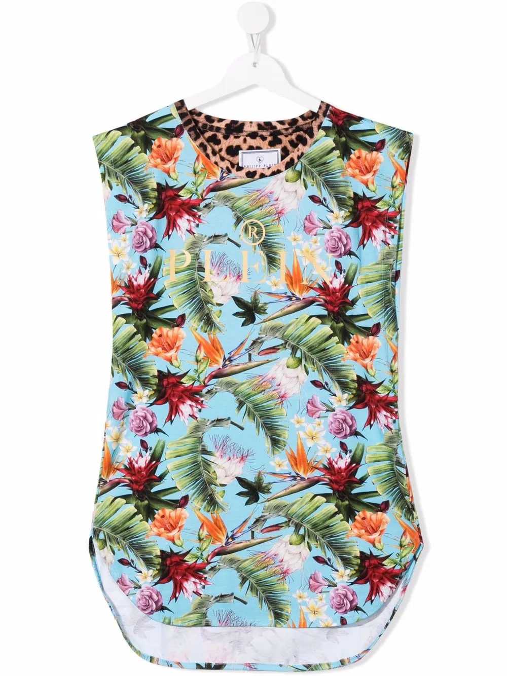

Philipp Plein Junior TEEN floral-print tank top - Blue