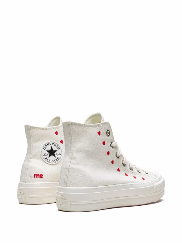 Converse Wmns Chuck Taylor All Star Lift Platform High 'Embroidered Hearts - White' | Women's Size 11