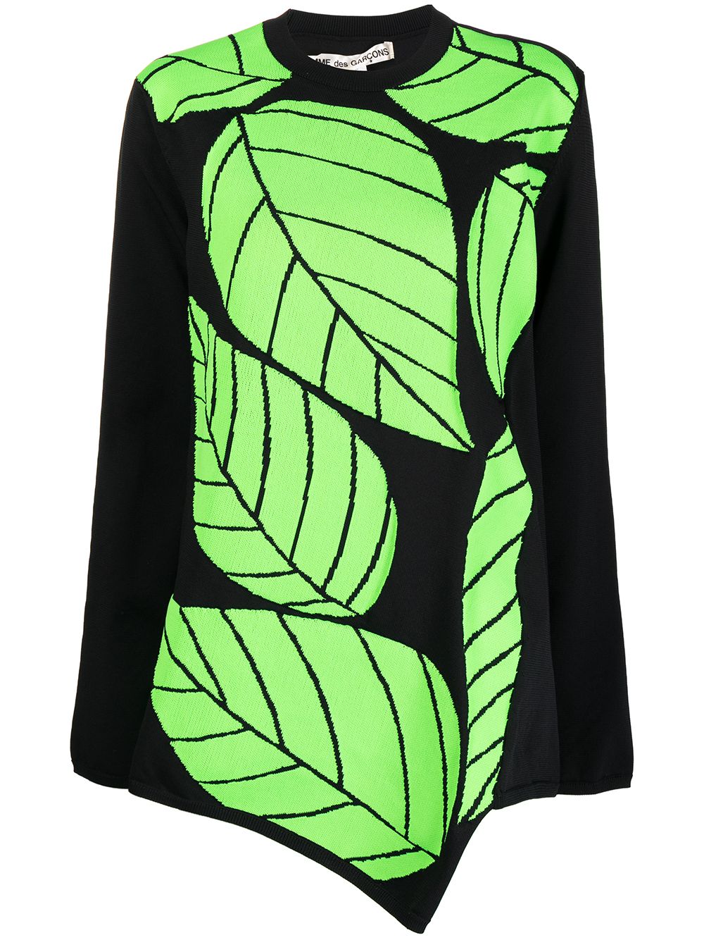 leaf-print long-sleeve top