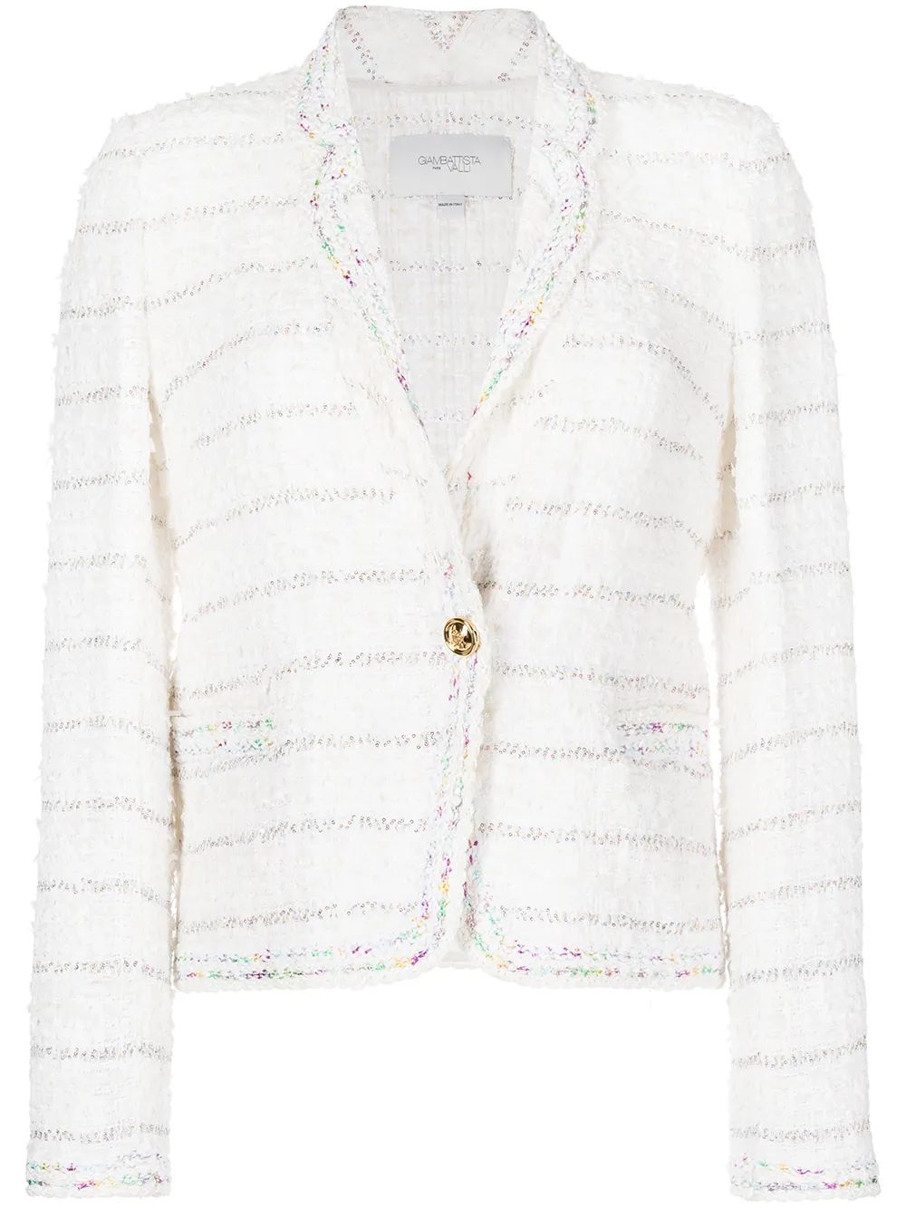 

Giambattista Valli notched-lapels button-up tweed jacket - White