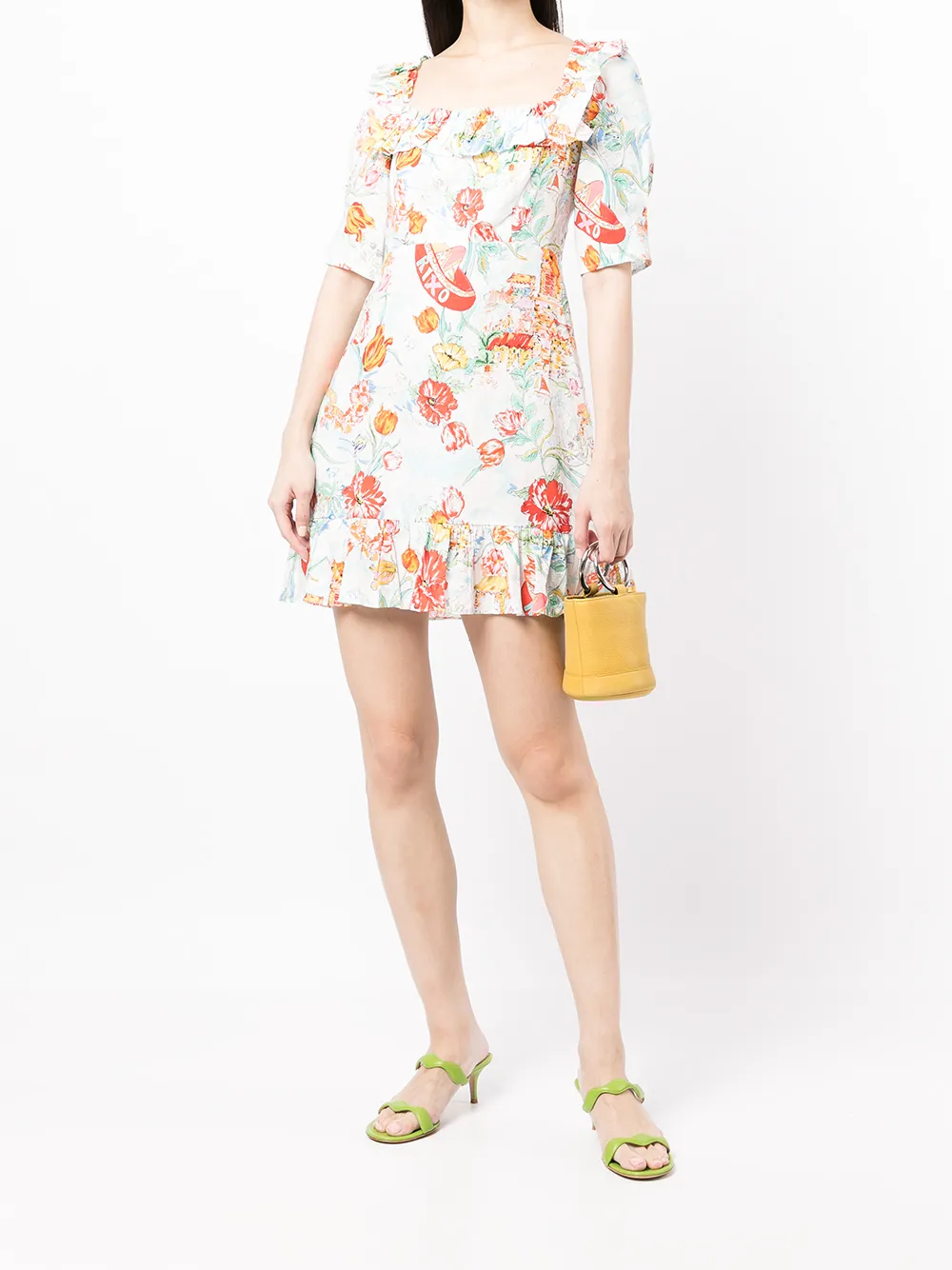Rixo Shiftjurk met bloemenprint - Blauw