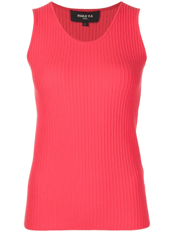 Paule Ka ribbed knit Sleeveless Top Red FARFETCH TR