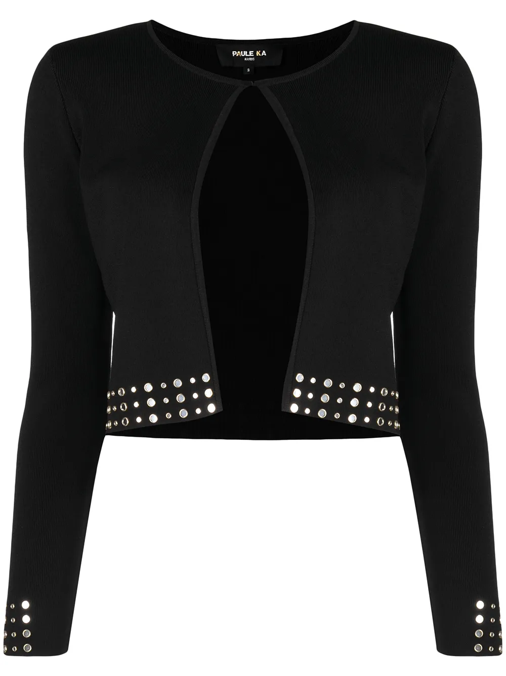 

Paule Ka stud-embellished cropped cardigan - Black