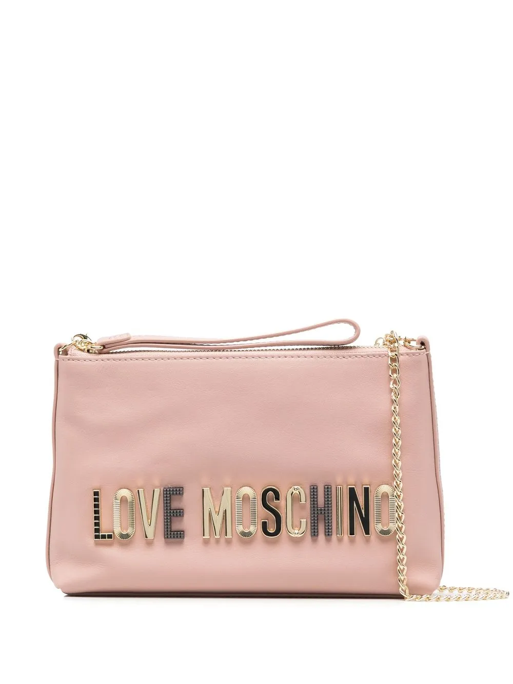 

Love Moschino logo-lettering faux-leather crossbody bag - Pink