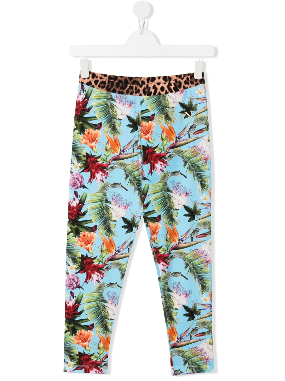 

Philipp Plein Junior leggins con estampado tropical - Azul