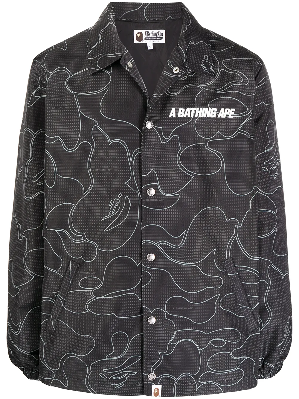 

A BATHING APE® chamarra camisera con estampado gráfico - Negro