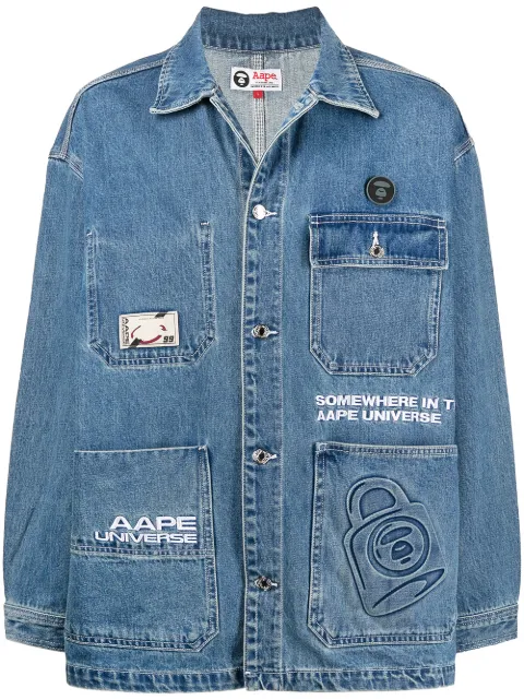 AAPE BY *A BATHING APE® embroidered-logo denim jacket