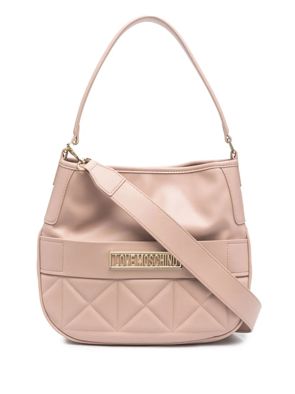 

Love Moschino quilted logo-plaque bag - Neutrals