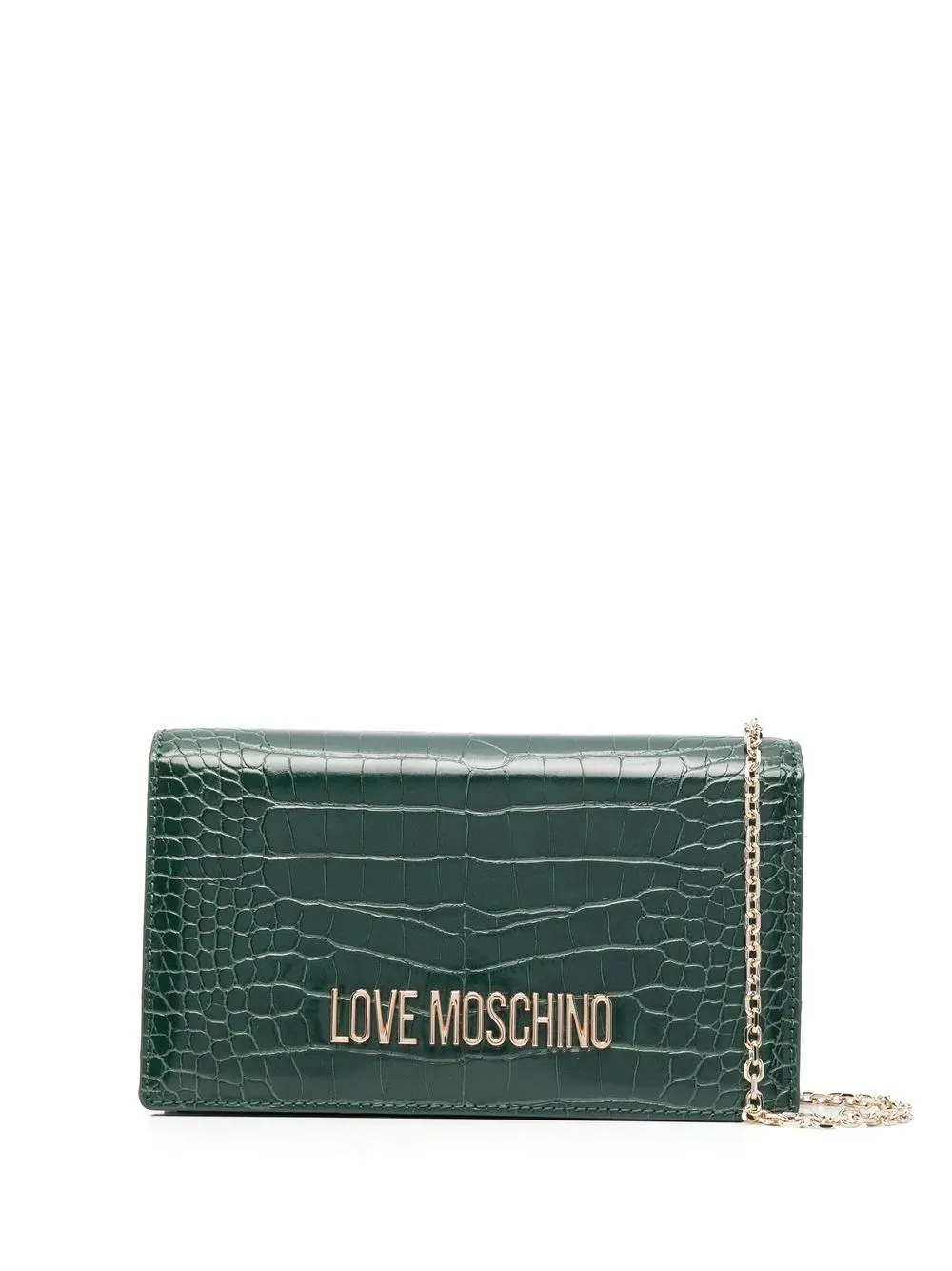 

Love Moschino croc-effect wallet-on-chain - Green