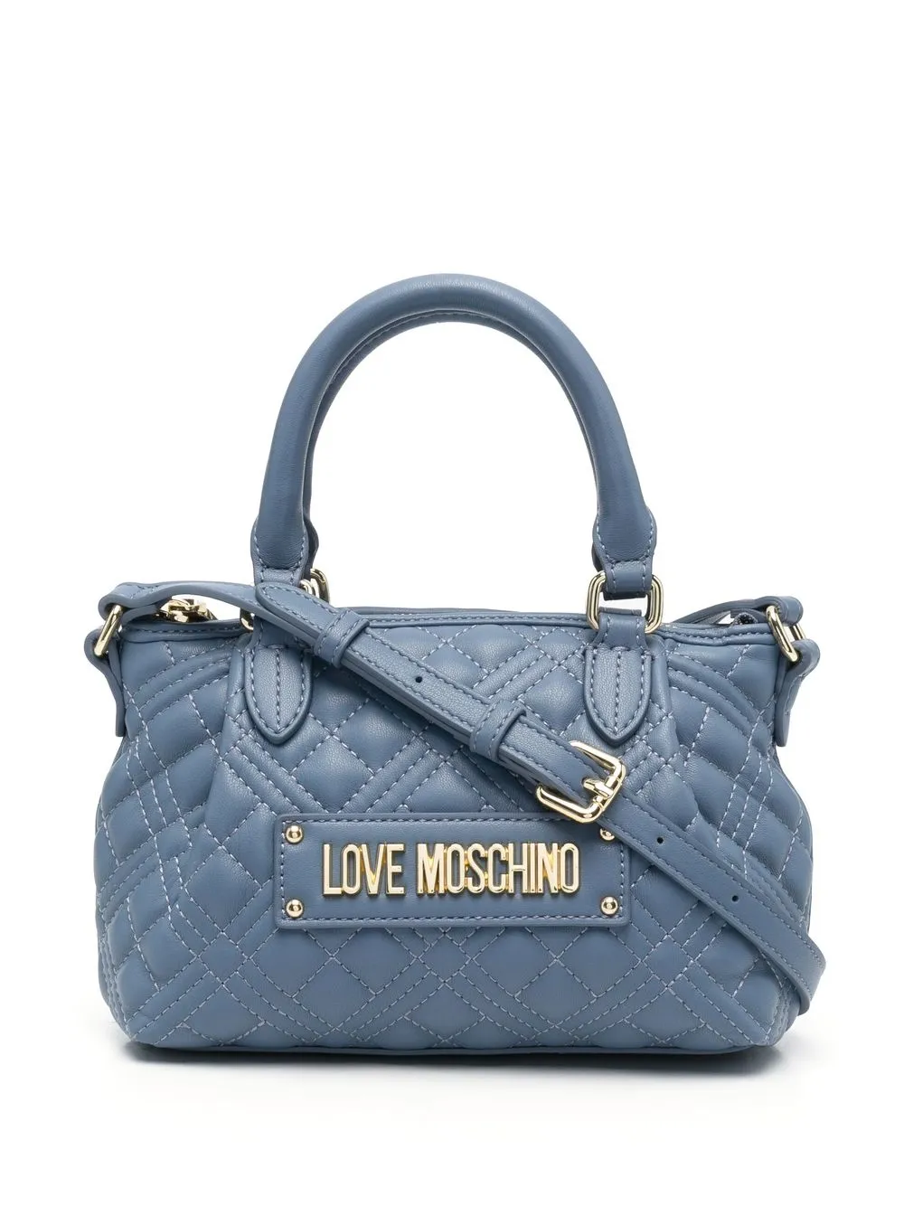 

Love Moschino tote capitonado con placa del logo - Azul