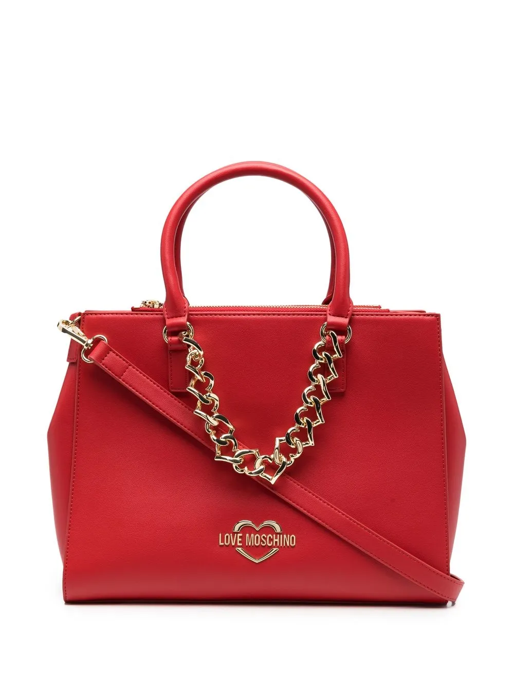 

Love Moschino logo-plaque detail tote bag - Red