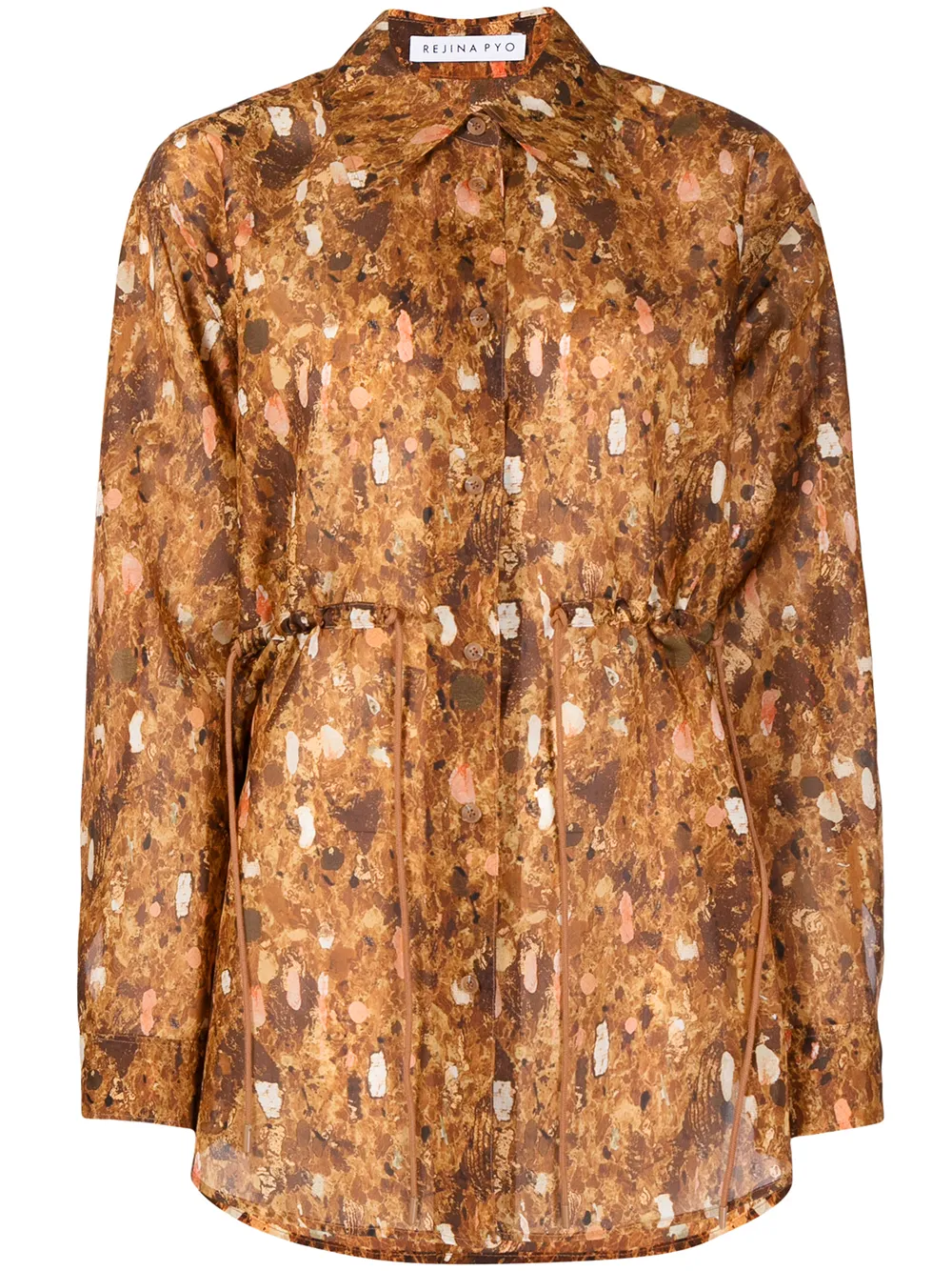 

Rejina Pyo Jolene terrazzo-print silk shirt - Brown