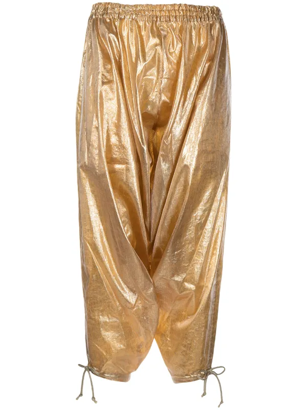 Junya Watanabe Cropped Drop-crotch Trousers in Gold