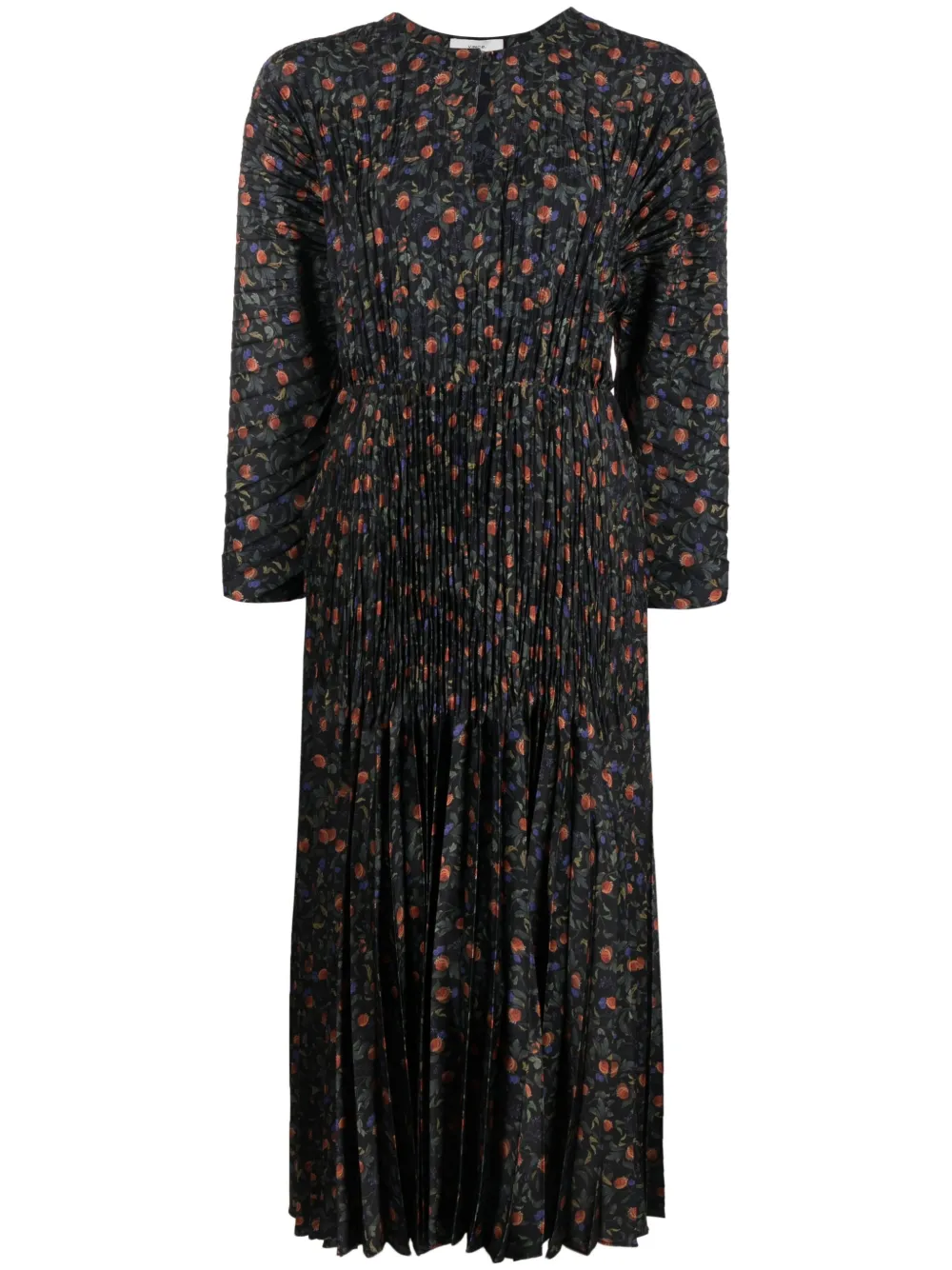 

Vince floral-print pleated midi dress - Black