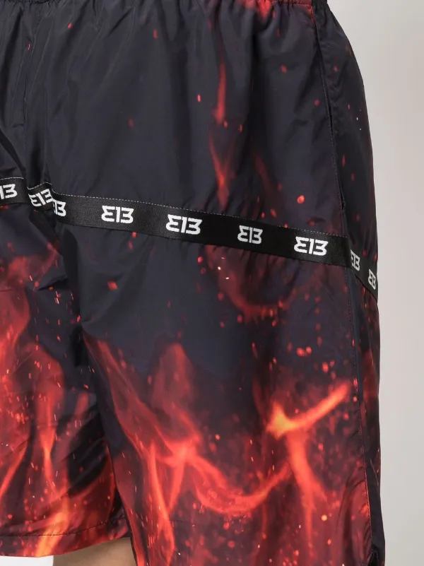 313 WORLDWIDE flame-print drawstring 