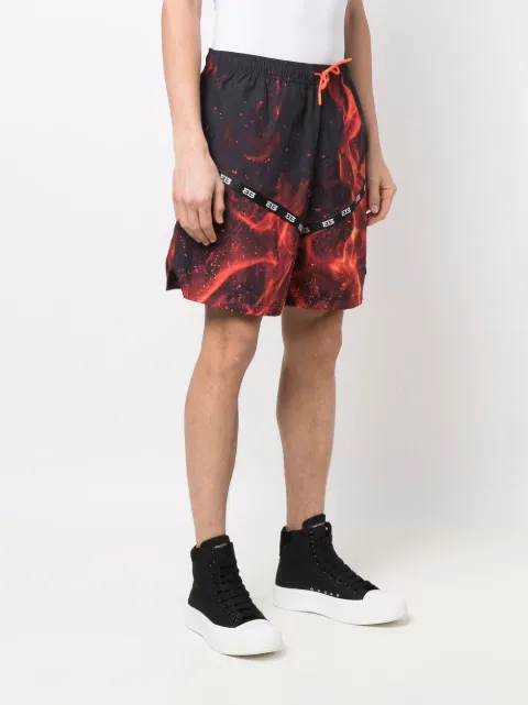 313 WORLDWIDE flame-print drawstring 