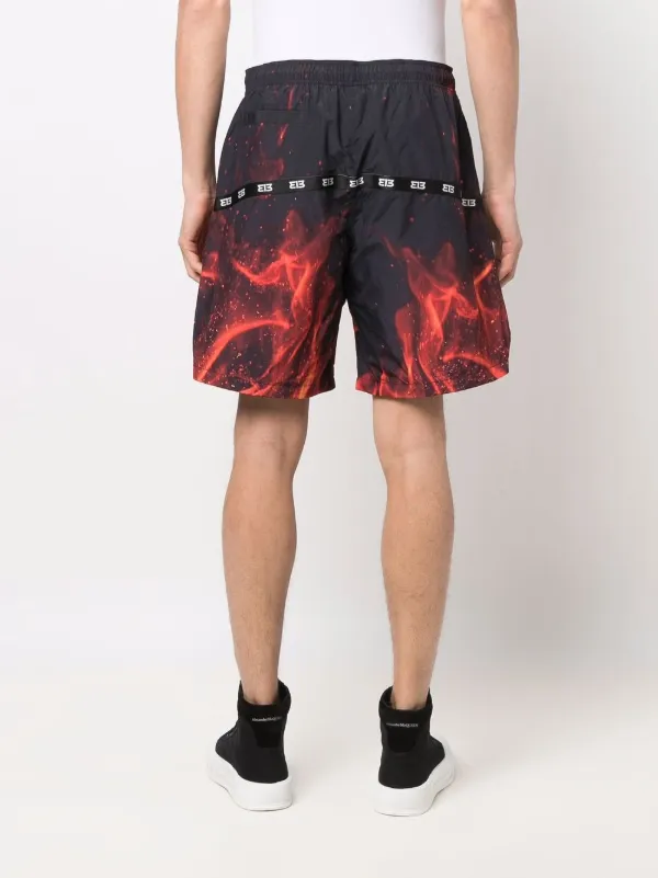 313 WORLDWIDE flame-print drawstring 